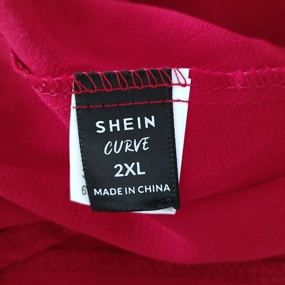 Shein red curve cold shoulder sheer red dress Sz 2XL - Picture 5 of 5